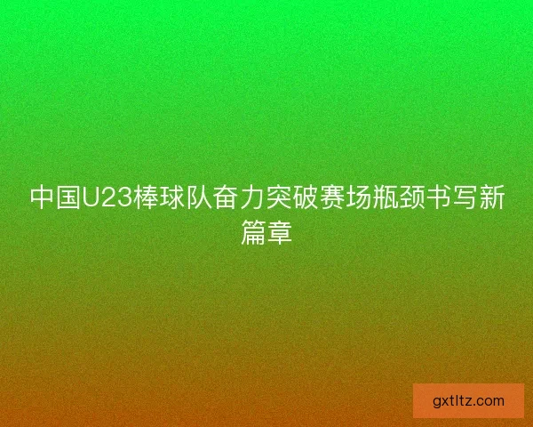 中国U23棒球队奋力突破赛场瓶颈书写新篇章